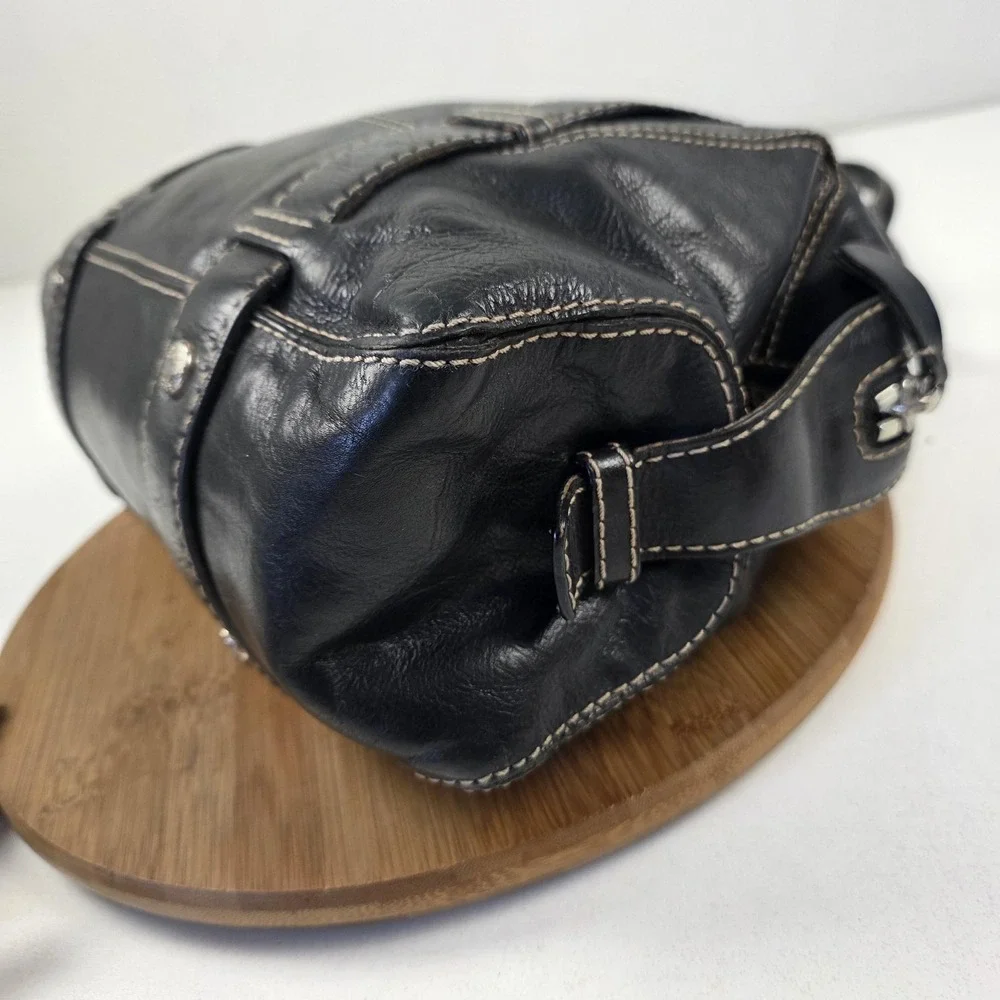 Vintage Y2K Michael Kors Satchel Bag Womens Small Black Leather Buckle Purse